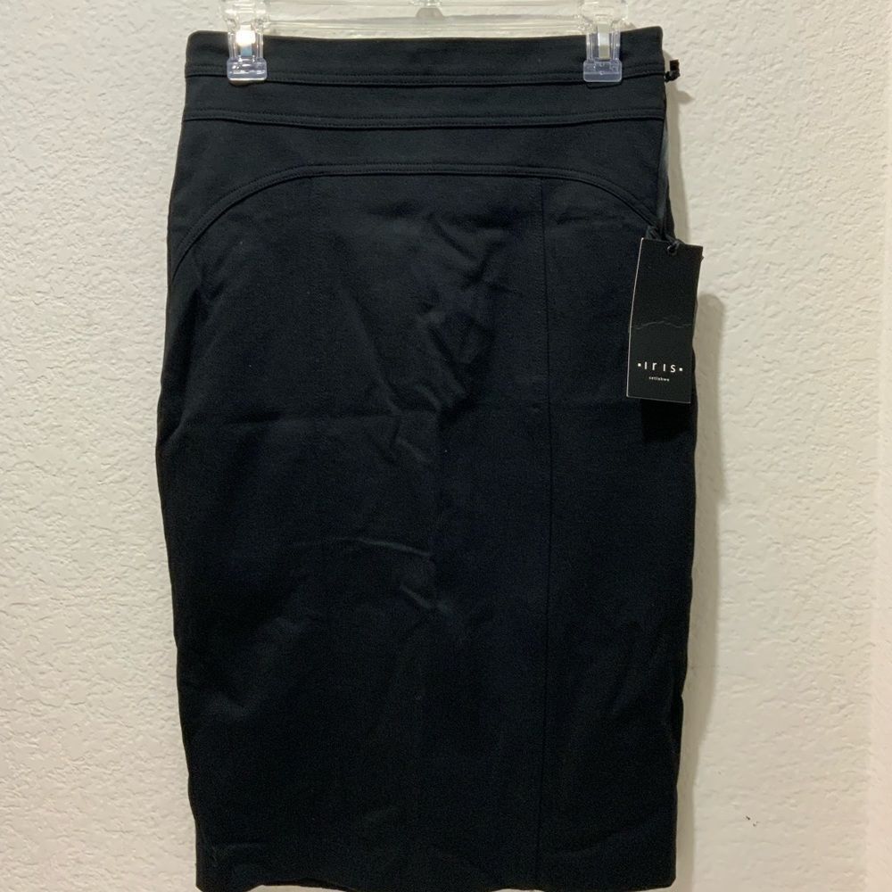 New Iris Setlakwe Black Midi Pencil Skirt Stretch High Waist Size 4